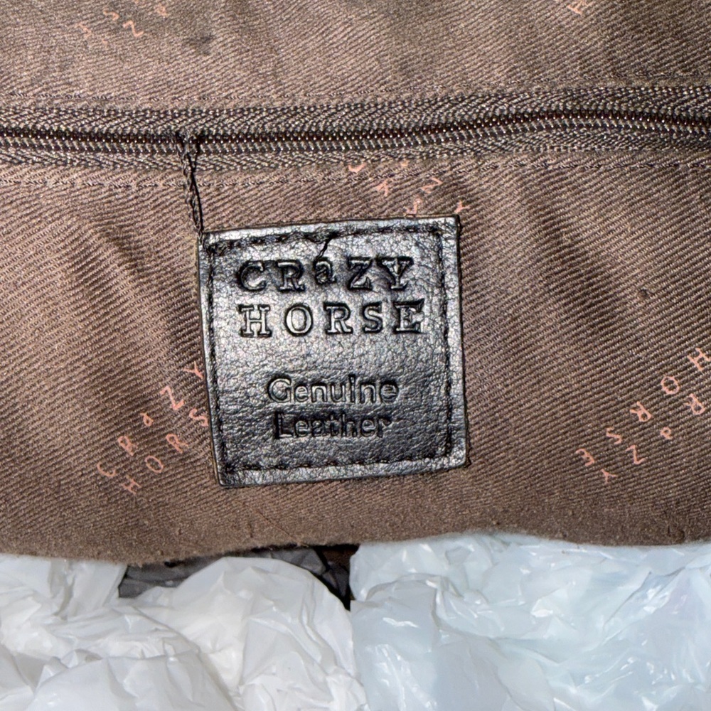Crazy Horse Vintage Black Leather Handbag Purse - Picture 3 of 5